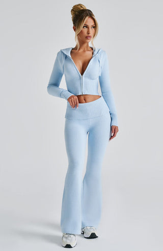 Portia Knit Hoodie - Baby Blue - glavon