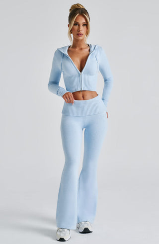 Portia Knit Hoodie - Baby Blue - glavon