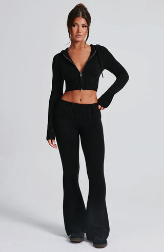 Portia Knit Hoodie - Black - glavon