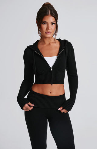 Portia Knit Hoodie - Black - glavon