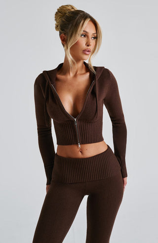 Portia Knit Hoodie - Chocolate - glavon