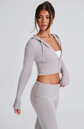 Portia Knit Hoodie - Light Grey Marl - glavon