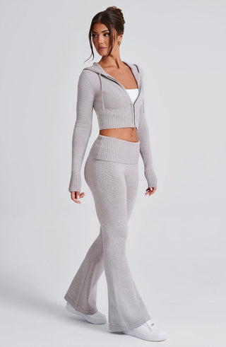 Portia Knit Hoodie - Light Grey Marl - glavon