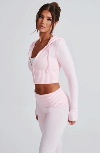 Portia Knit Hoodie - Pink - glavon