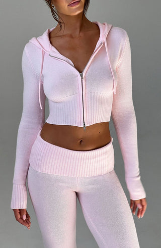 Portia Knit Hoodie - Pink - glavon