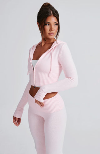 Portia Knit Hoodie - Pink - glavon