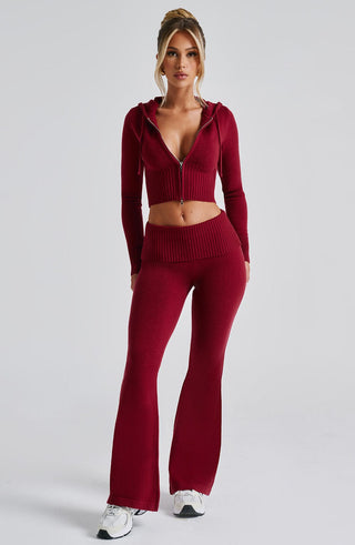 Portia Knit Hoodie - Red - glavon