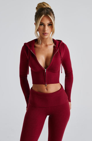 Portia Knit Hoodie - Red - glavon