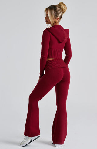 Portia Knit Hoodie - Red - glavon