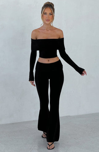 Portia Knit Pants - Black - glavon