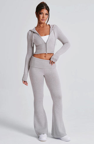 Portia Knit Pants - Light Grey Marl - glavon