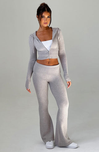 Portia Knit Pants - Light Grey Marl - glavon