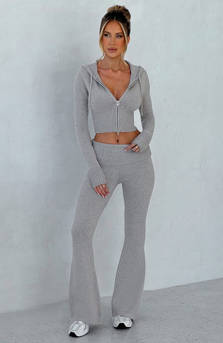 Portia Knit Pants - Light Grey Marl - glavon