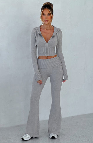 Portia Knit Pants - Light Grey Marl - glavon