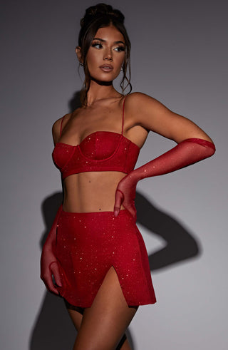 Posie Mini Skirt - Red Sparkle - glavon
