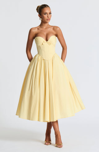 Prim Midi Dress - Lemon - glavon