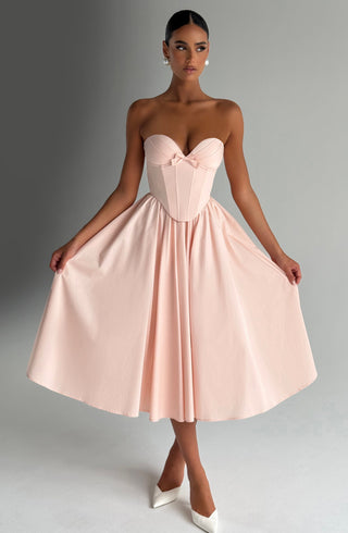 Prim Midi Dress - Soft Peach - glavon