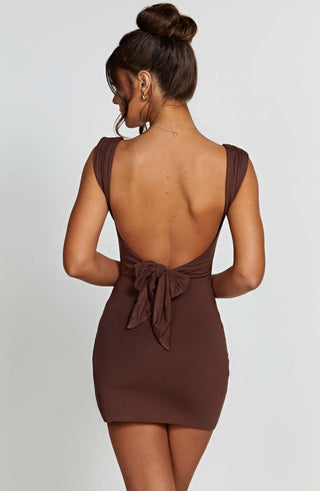 Ria Mini Dress - Chocolate - glavon