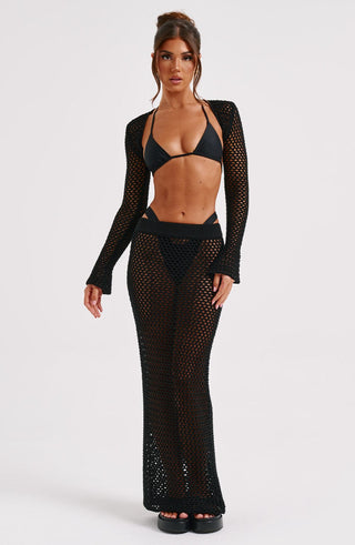 Riella Maxi Skirt - Black - glavon