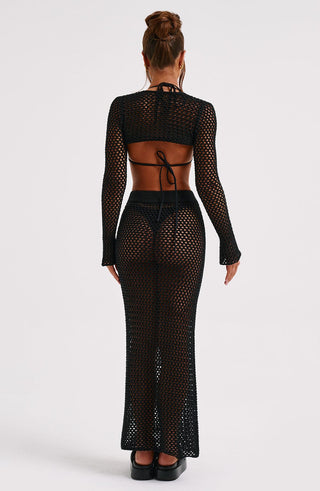 Riella Maxi Skirt - Black - glavon