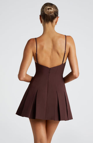 Rory Mini Dress - Plum Brown - glavon