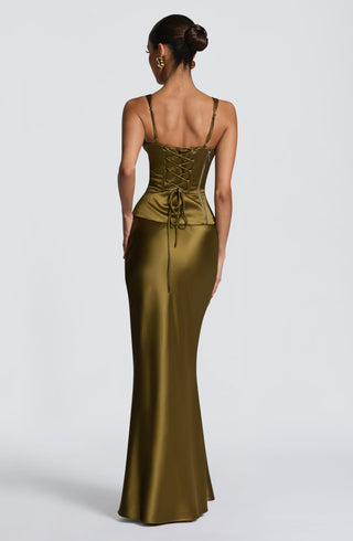 Rowan Corset - Deep Olive - glavon
