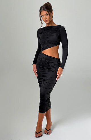 Rylee Midi Dress - Black - glavon