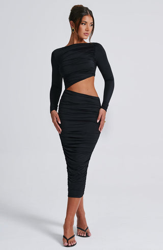 Rylee Midi Dress - Black - glavon