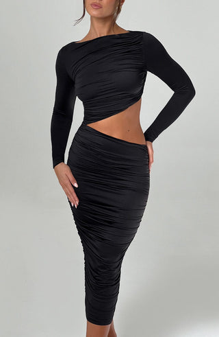 Rylee Midi Dress - Black - glavon