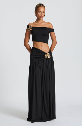 Saira Maxi Skirt - Black - glavon