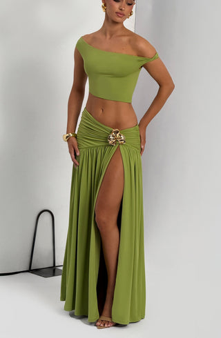 Saira Maxi Skirt - Olive - glavon