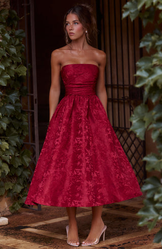 Saoirse Midi Dress - Red - glavon