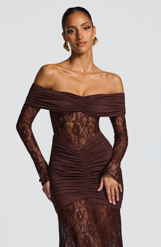 Sauline Maxi Dress - Plum Brown - glavon