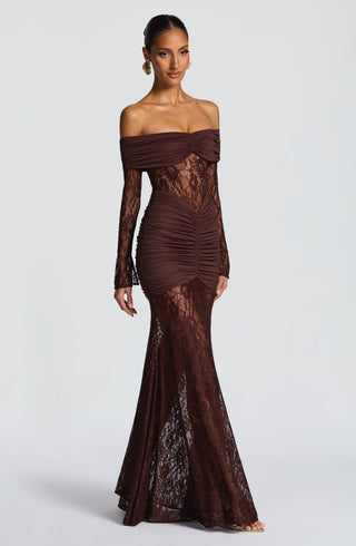 Sauline Maxi Dress - Plum Brown - glavon