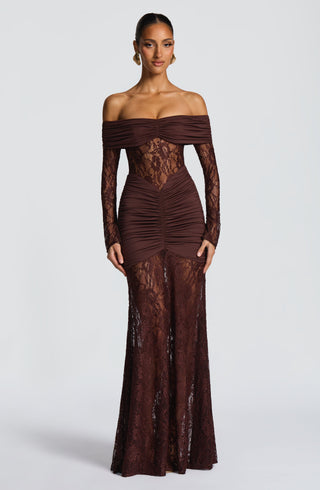Sauline Maxi Dress - Plum Brown - glavon
