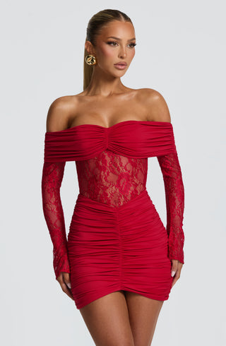 Sauline Mini Dress - Red - glavon
