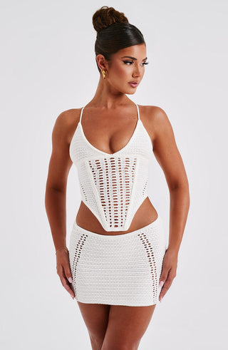 Selma Mini Skirt - White - glavon