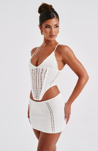 Selma Mini Skirt - White - glavon