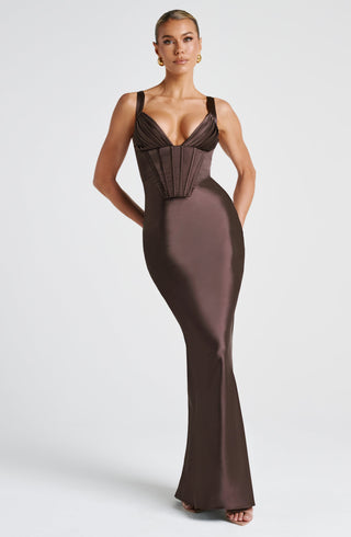 Shae Maxi Dress - Plum Brown - glavon