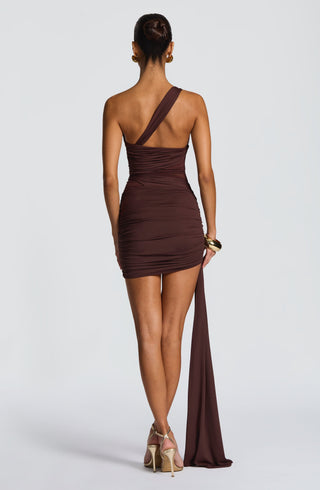Shazia Mini Dress - Plum Brown - glavon