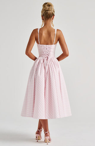 Sherrie Midi Dress - Blush Gingham - glavon