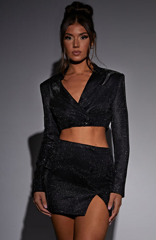 Stefania Mini Skirt - Black Sparkle - glavon