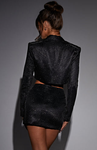 Stefania Mini Skirt - Black Sparkle - glavon