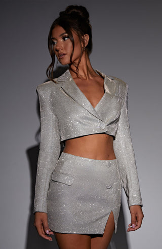 Stefania Mini Skirt - White Gold Sparkle - glavon
