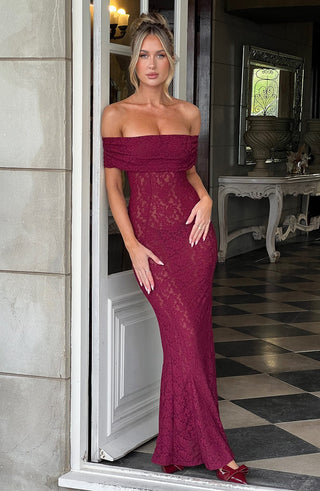 Stephanie Maxi Dress - Burgundy - glavon