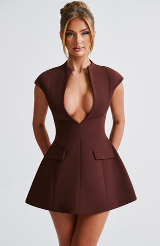 Suri Mini Dress - Brown - glavon