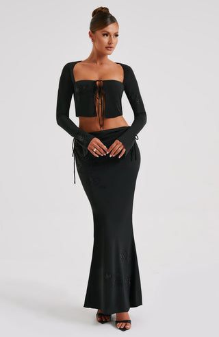 Tana Maxi Skirt - Black - glavon