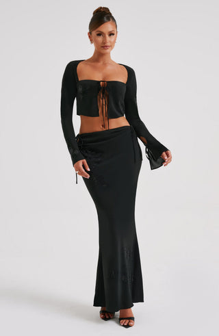 Tana Maxi Skirt - Black - glavon