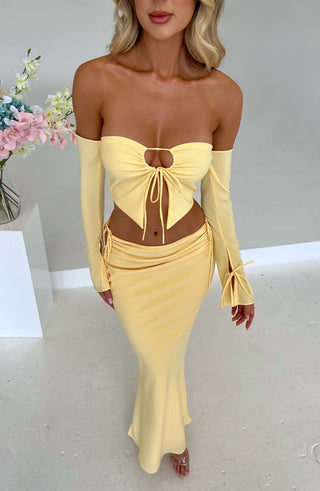 Tana Maxi Skirt - Lemon - glavon