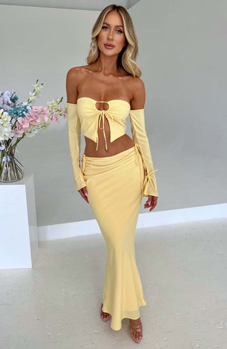 Tana Maxi Skirt - Lemon - glavon